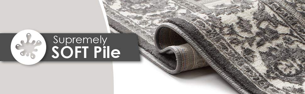 Modern Floral Panel Persian Design Grey Ivory Area Rug