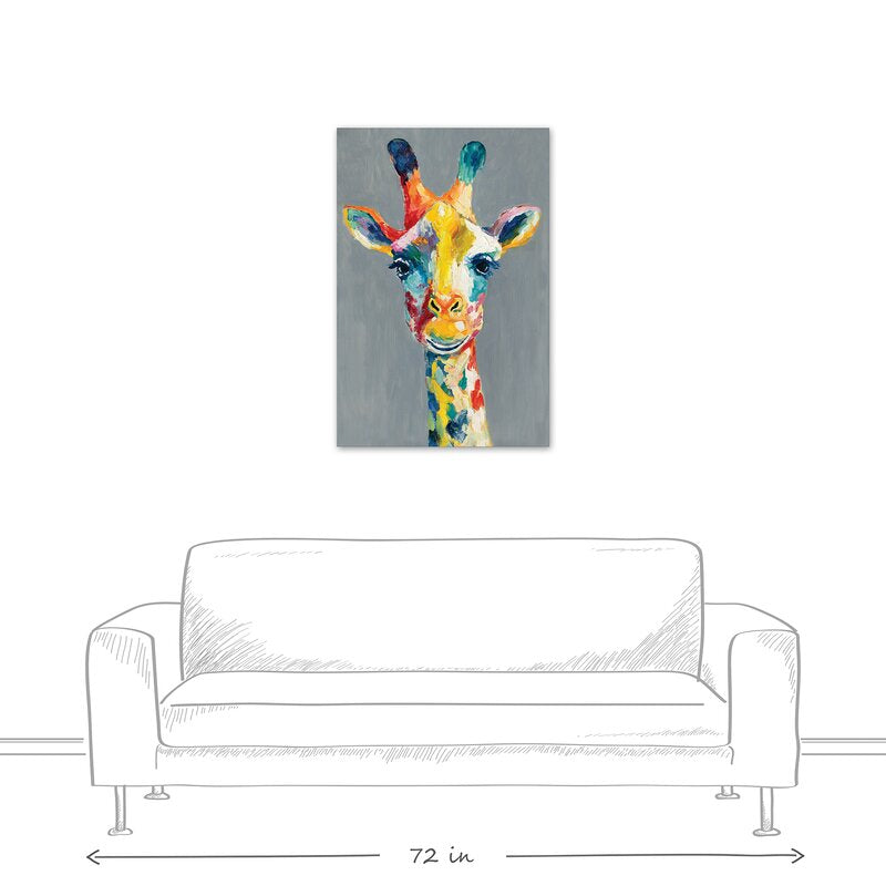 Colorful Giraffe Painting Print on Wrapped Canvas