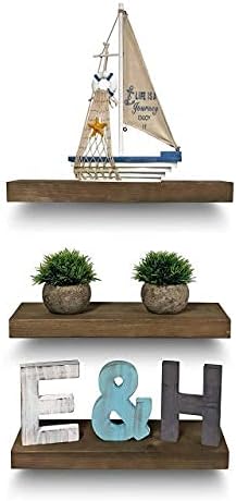 Rustic Farmhouse 3 Tier Justified Floating Wood Shelf (Set of 3), Hardware and Fasteners Included (White Oak, 16")