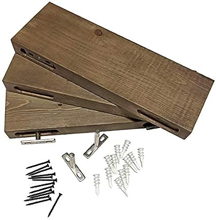 Rustic Farmhouse 3 Tier Justified Floating Wood Shelf (Set of 3), Hardware and Fasteners Included (White Oak, 16")