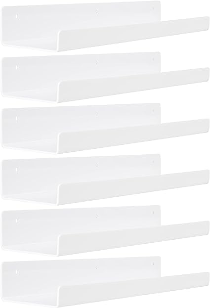 15" Acrylic Floating Clear Acrylic Shelves for Wall Storage, Set of 2