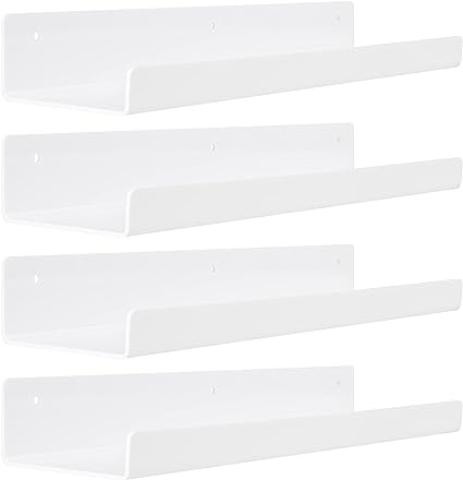 15" Acrylic Floating Clear Acrylic Shelves for Wall Storage, Set of 2