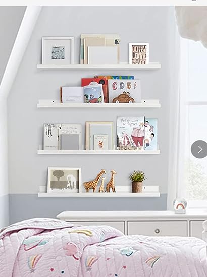 Black Floating Shelves 36 Inches Long, Picture Ledge Shelf Set of 4, Connect 2 Shelves as 72 Inch Wide
