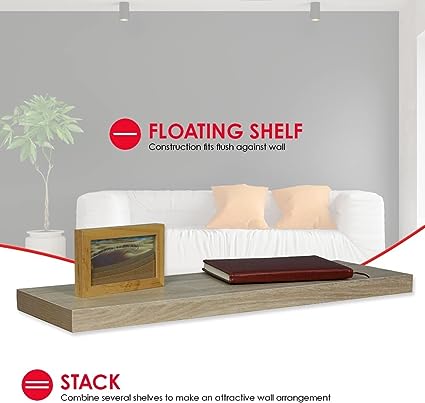 Floating Wall Shelf Black 24" (2 Pack)