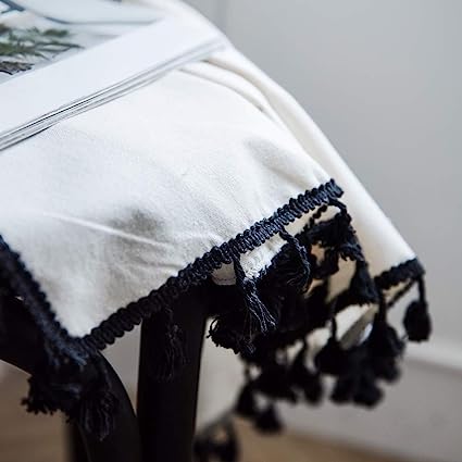 Bohemian Geometric Tassel Window Curtains - 2 Panels Semi Blackout Cotton Blend Farmhouse (Bohemian, 52" W x 84" L Pair)Boho Style Drapes Rod Pocket
