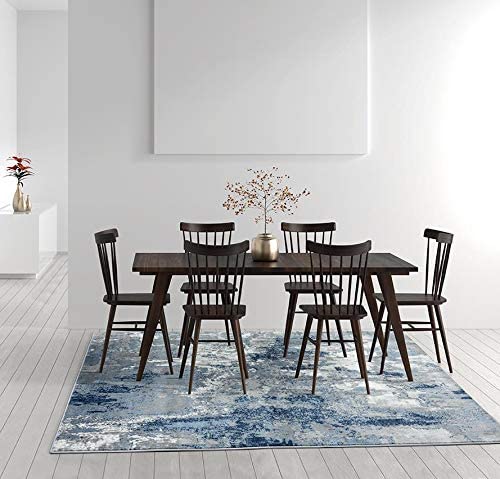Cambridge Collection Blue Grey Abstract Soft Area Rug