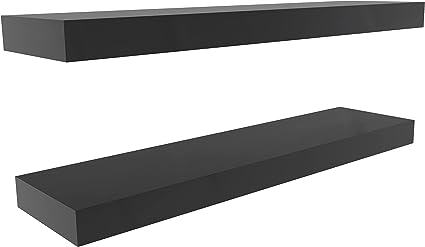 Floating Shelves, 2-Pack 24" Wood Wall Mounted, 6" Deep - Gray Oak
