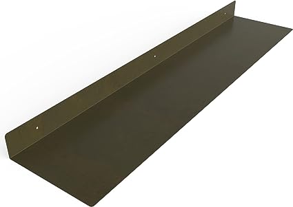 12 Inch Linear Floating Shelf - USA Manufactured Steel - Industrial Heavy Duty Metal Wall Mounted Modern Farmhouse Designed Shelf Ledge (12-in X 8-in Powder Coated Gold)