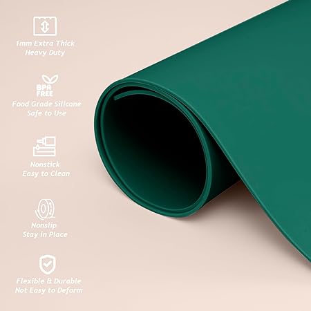Thick Washable Heat Resistant Extra Large Silicone Mat 36" x 24" Black, Sapid