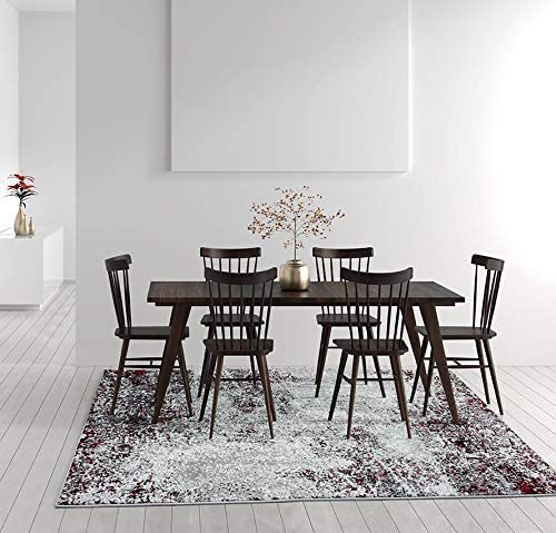 Cambridge Collection Modern Grey Red Soft Area Rug