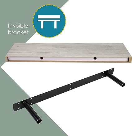 Floating Wall Shelf Black 24" (2 Pack)