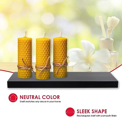 Floating Wall Shelf Black 24" (2 Pack)