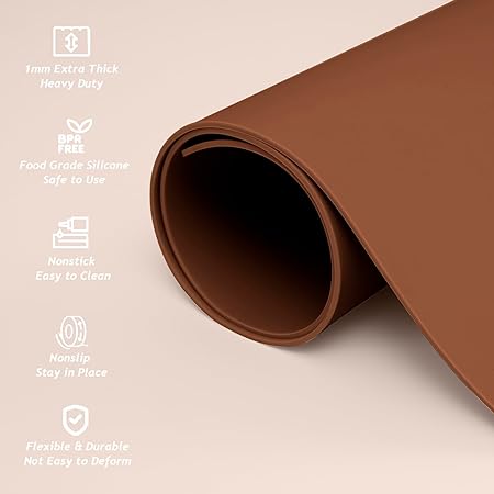 Thick Washable Heat Resistant Extra Large Silicone Mat 36" x 24" Black, Sapid