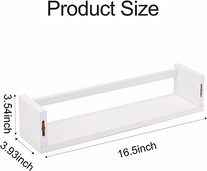 16.5 Inch Floating Bookshelves for Nursery Decor & Playroom Decor, Set of 4, (Natural Wood)