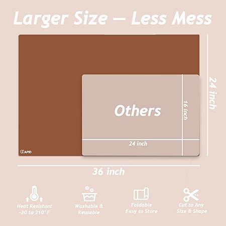 Thick Washable Heat Resistant Extra Large Silicone Mat 36" x 24" Black, Sapid