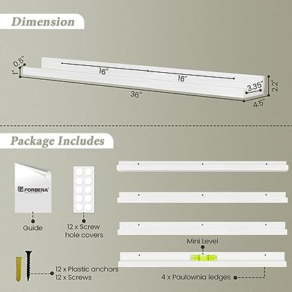 Black Floating Shelves 36 Inches Long, Picture Ledge Shelf Set of 4, Connect 2 Shelves as 72 Inch Wide
