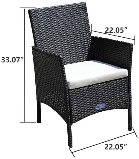 Rattan Patio Indoor/Outdoor Black/Beige Conversation Set - Chairs / Coffee Table
