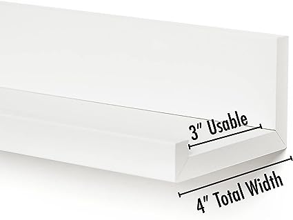 14" White Floating Shelves for Wall - Composite Wood Shelves for Wall Storage, Set of 3
