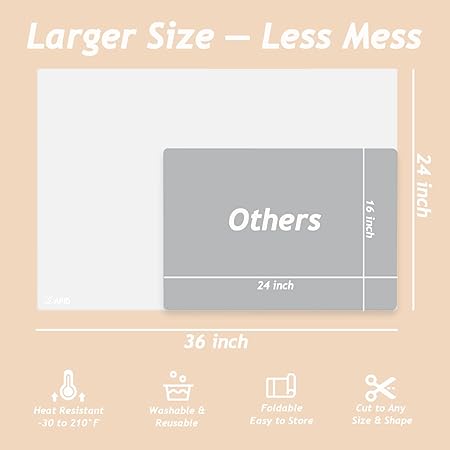 Thick Washable Heat Resistant Extra Large Silicone Mat 36" x 24" Black, Sapid