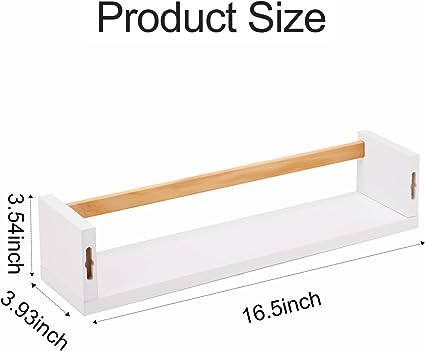 16.5 Inch Floating Bookshelves for Nursery Decor & Playroom Decor, Set of 4, (Natural Wood)