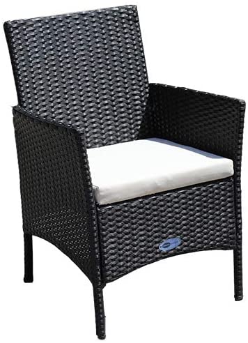 Rattan Patio Indoor/Outdoor Black/Beige Conversation Set - Chairs / Coffee Table
