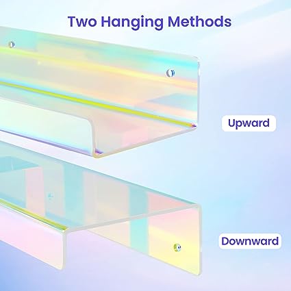 15" Acrylic Floating Clear Acrylic Shelves for Wall Storage, Set of 2