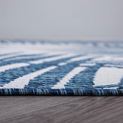 Contemporary Distressed Leaves Textured Flat Weave Easy Cleaning Outdoor Rugs