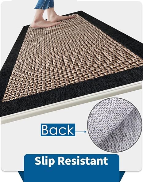 Set of 2 Twill Non Skid Washable Farmhouse Kitchen Floor Mats, 20"x32 + 20"x48