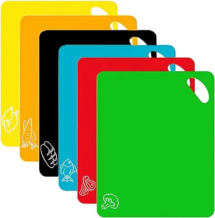 Cutting Boards for Kitchen Chopping Board - Plastic Cutting Mat Extra Thick Flexible Cutting Board Set of 4 Dishwasher Safe Nonslip Large Food Board for Countertop Color Mats with Handle