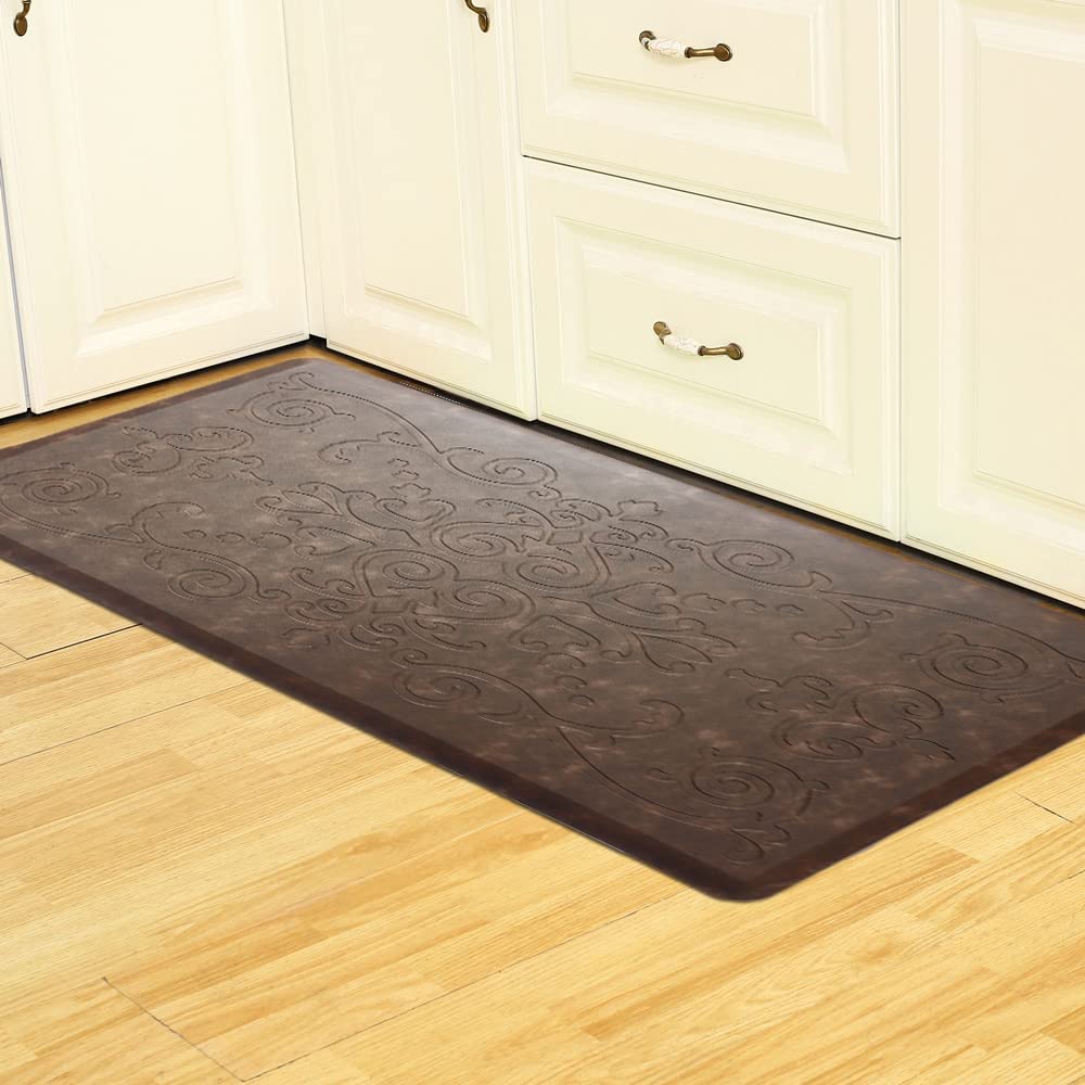 Medallion Embossed Cushioned Anti Fatigue Thick Non Slip Waterproof Kitchen Rugs (Taupe, 20" X 39")