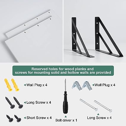 2 Pc Deep Floating Shelves ; 15.7” Long x 11.8” Deep Wall Mounted Hanging Shelves
