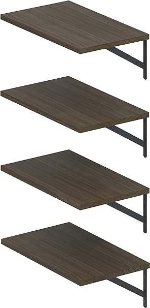 Deep Floating Shelves 10" D x 16.5" W Set of 4, (Dark Brown)