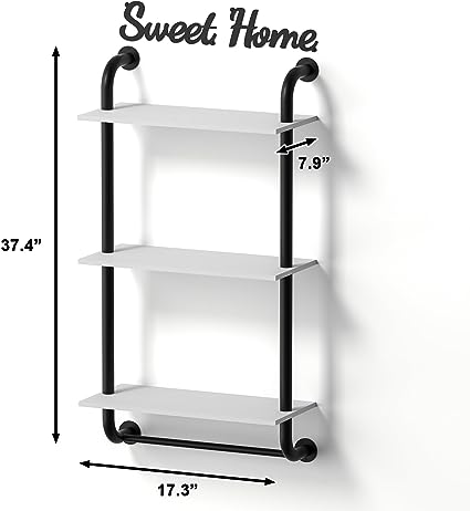 17.3 inch Rustic Farmhouse Pipe Shelves,