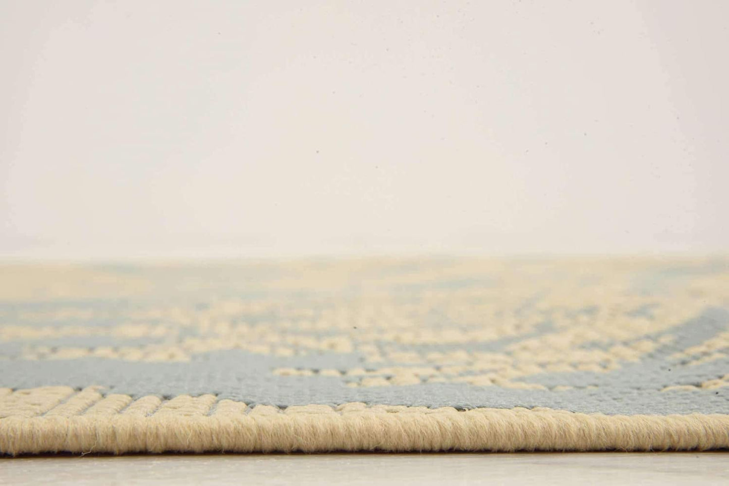 Floral Abstract Transitional Indoor Outdoor Flatweave Light Blue/ Beige Area Rug
