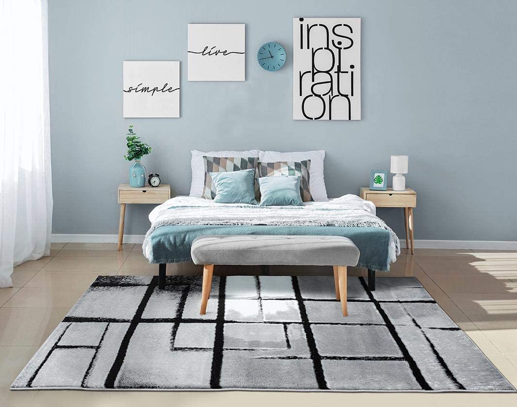 Lagos Collection Grey Art Deco Soft Area Rug