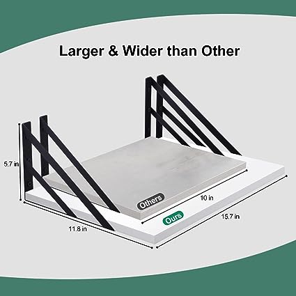 2 Pc Deep Floating Shelves ; 15.7” Long x 11.8” Deep Wall Mounted Hanging Shelves