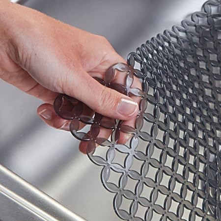 Plastic Protective XL 25" Kitchen Sink Drying Mat/Grid Countertop Protectors- Extra Large - Diamante Collection - 2 Pack, Graphite Gray