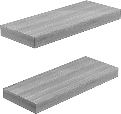 Large, 24 x 9 Inch Wall Floating Shelves Set of 2, White - AMFS06