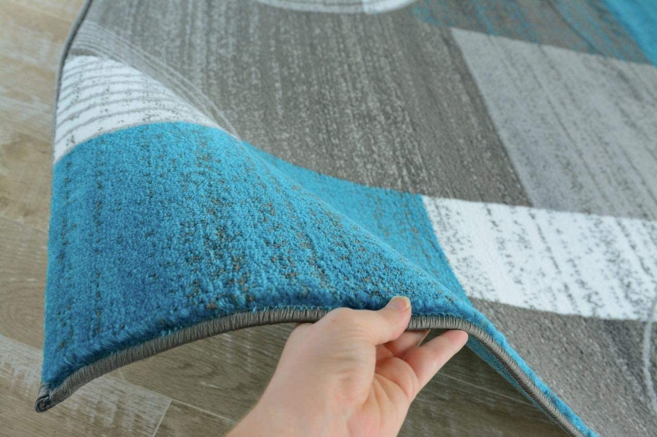 Modern Trendz Abstract Premium Blue Grey White Soft Area Rug