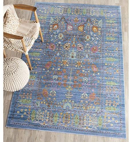 Boho Chic Distressed Area Rug, Steel Blue