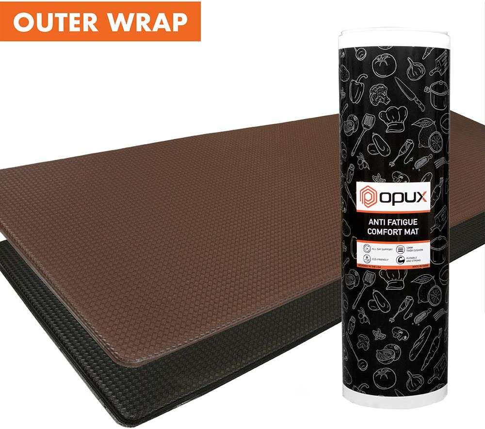 Anti Fatigue Reversible Cushioned Memory Foam Kitchen Rug Pad, 32x17 (Marble Gray)