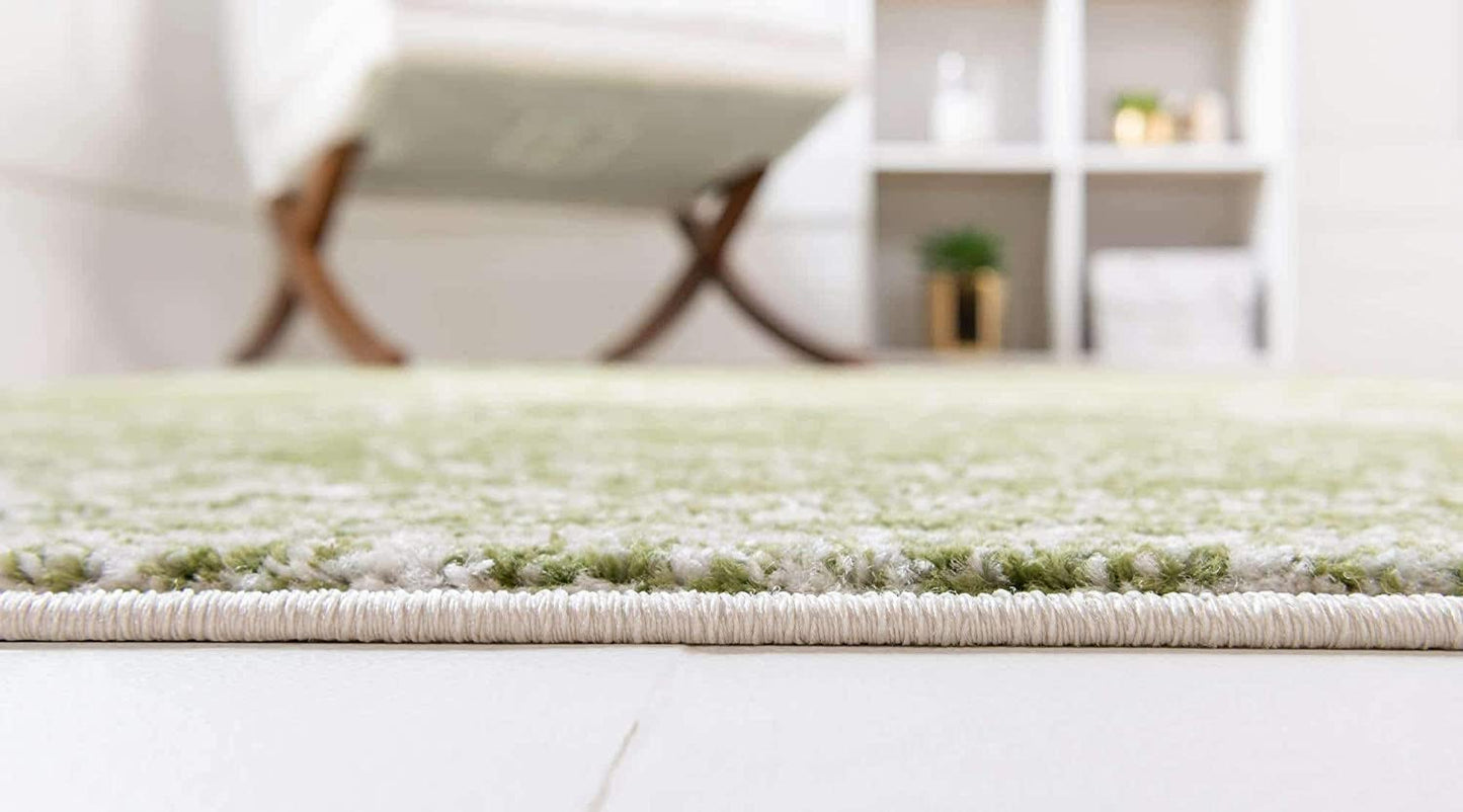 Bromley Collection Vintage Traditional Medallion Border Ivory Green Soft Area Rug