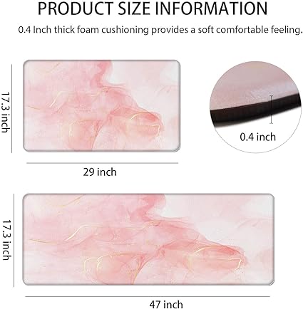 Cushioned Anti Fatigue Set of 2 Abstract Marble Waterproof Non Slip Waterproof Non Slip Kitchen Floor Mat Comfort Memory Foam Standing Mat for Kitchen Floor, Blue