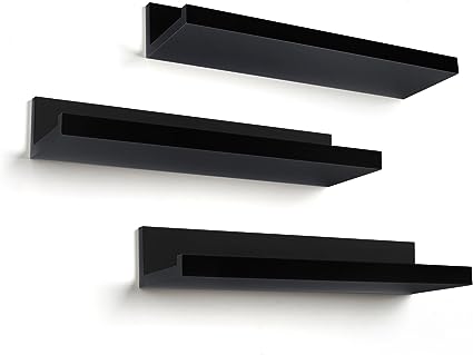 14" White Floating Shelves for Wall - Composite Wood Shelves for Wall Storage, Set of 3