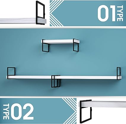 Rustic Wood Floating Shelves Wall Mounted Set of 2