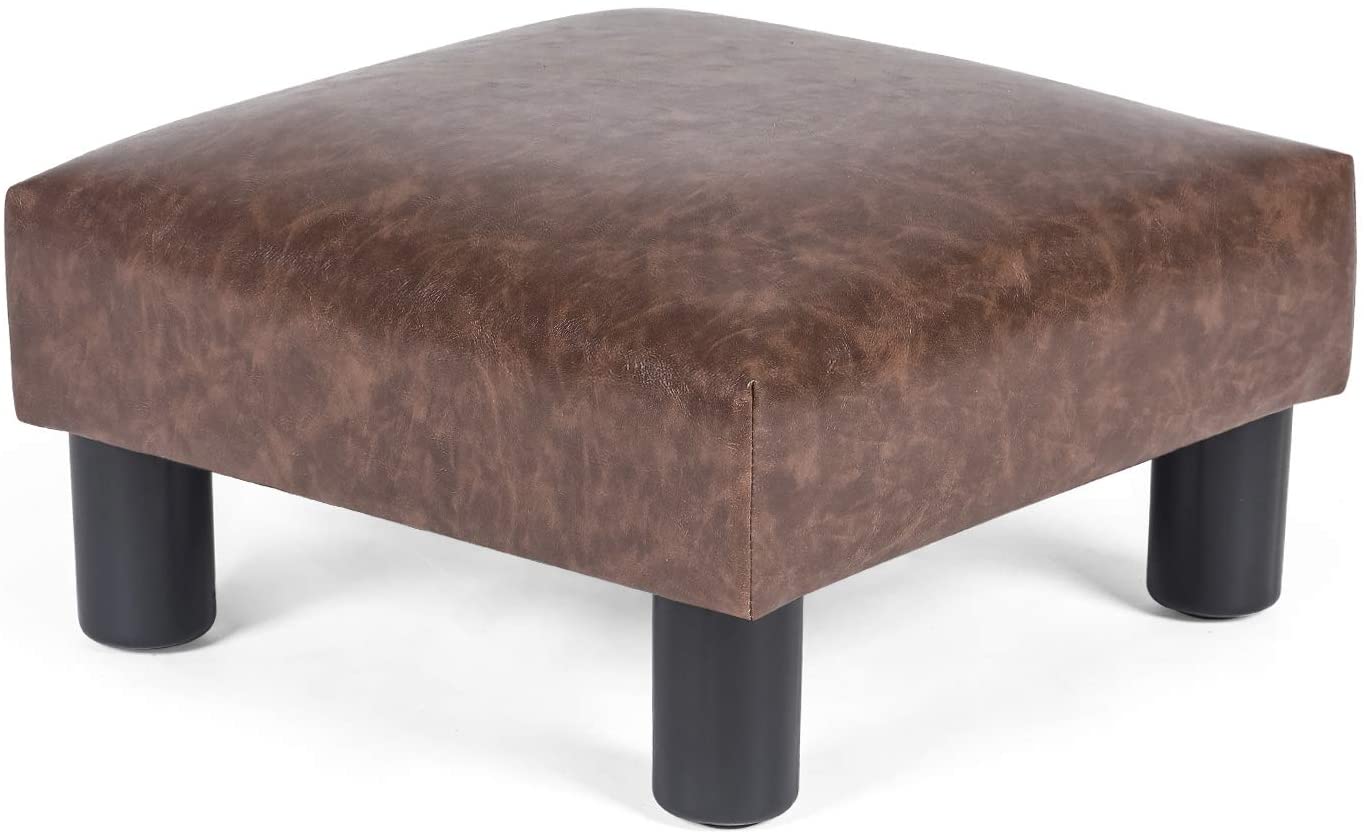 Ottoman Footrest Stool Small PU Leather Square Footstool