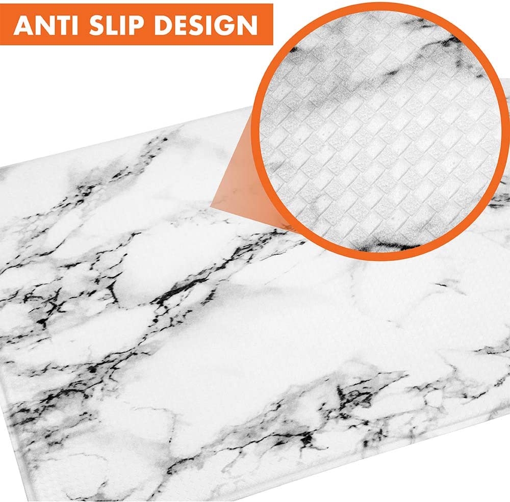 Anti Fatigue Reversible Cushioned Memory Foam Kitchen Rug Pad, 32x17 (Marble Gray)