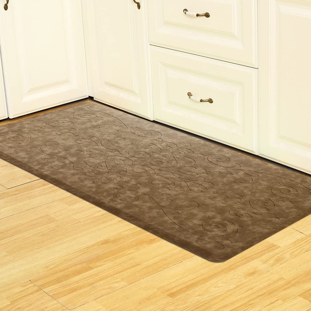 Medallion Embossed Cushioned Anti Fatigue Thick Non Slip Waterproof Kitchen Rugs (Taupe, 20" X 39")