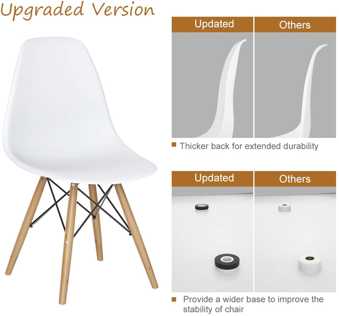 Pre Assembled Mid Century Style DSW Wood Dining Chairs
