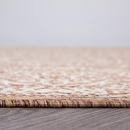 Capri Transitional Floral Circles Textured Flat Weave Easy Cleaning Outdoor Rugs - 2' x 3' Brown